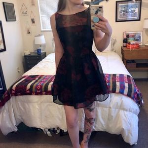 Ann Taylor Rose Pattern Cocktail Dress